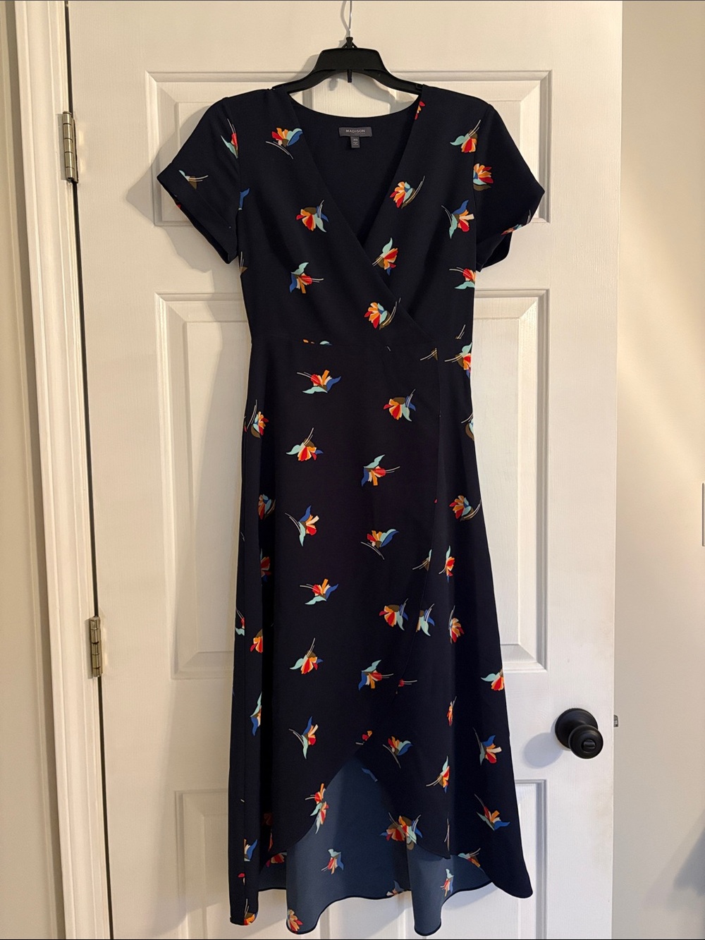 Madison Navy Floral Hi-Low Wrap-Style Dress